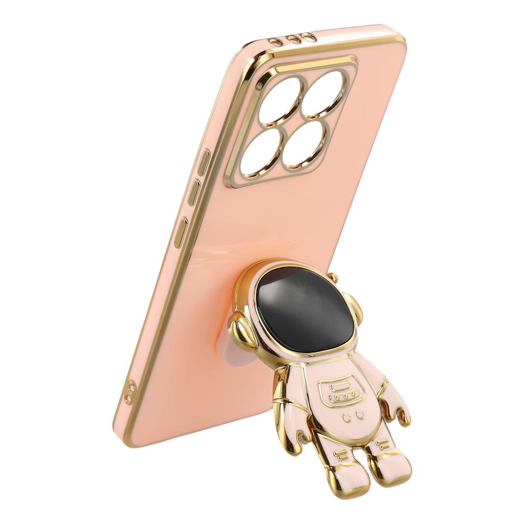For Xiaomi 14T Pro Case Electroplating Soft TPU Phone Cover with Astronaut Hidden Kickstand
