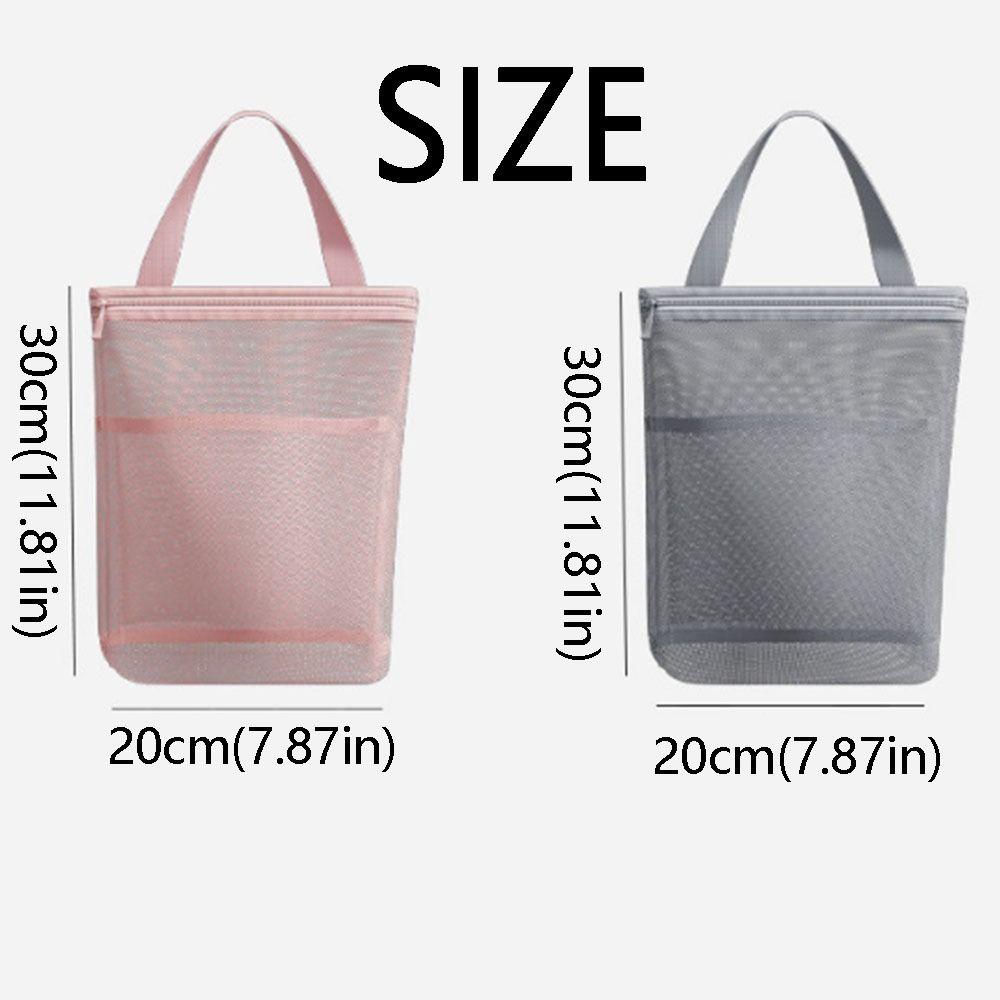 Hanging Portable Toiletry Bag Zipper Closure with Handle Mesh Storage Bag Breathable Mesh Waterproof Cosmetic Organizer Pouch