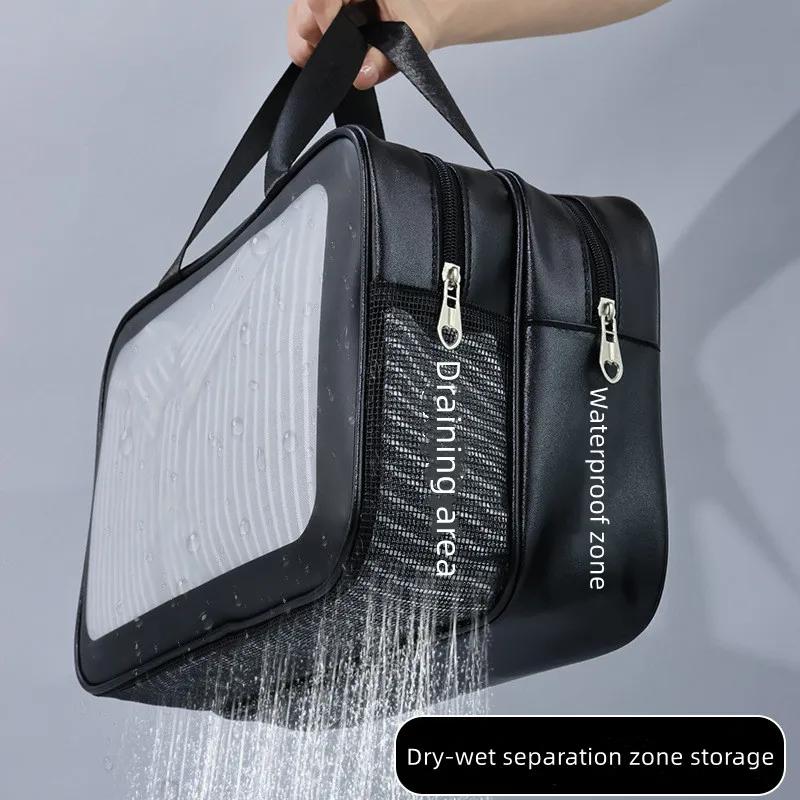 Portable Cosmetic Waterproof Bag Large Capacity Dust Proof Make Up Storage Handbags PVC Fashion Transparent Travel Bags