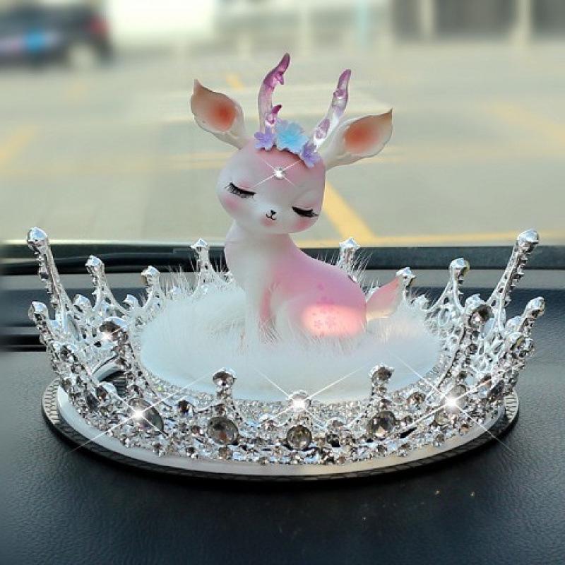 קישוטי רכב איילים עם יהלומים לקונסולה המרכזית של נשים