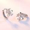 Sweet Women Blossom Shape Cubic Zirconia Inlaid Huggie Earrings Party Jewelry