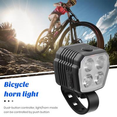 2 In 1 Bicycle Horn Light Rechargeable USB Charging LED Bicycle Light with 120dB Horn7 Modes MTB Mountain Road Bike Front Lamp Cycling Equipment
