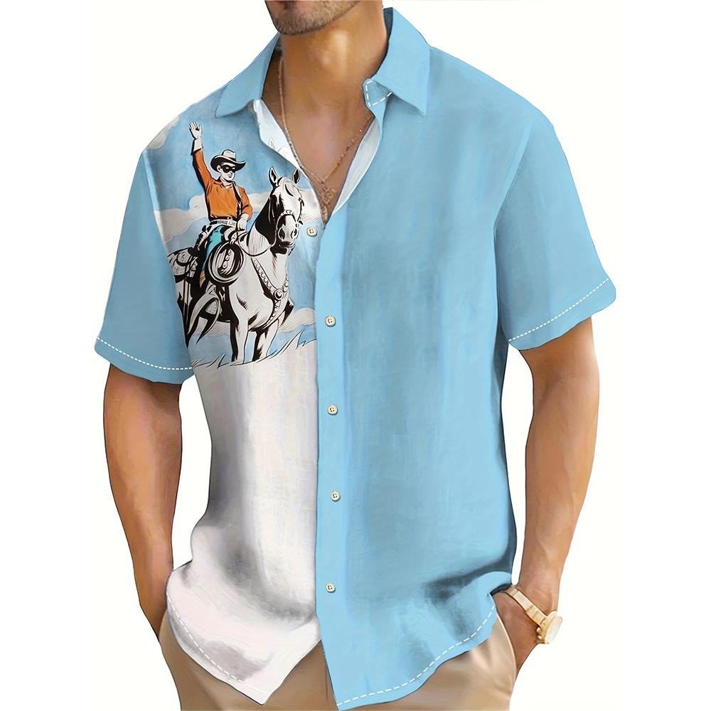 

Мужская рубашка с принтом черепа в стиле вестерн-ковбой, летняя мужская повседневная рубашка с коротким рукавом, модная мужская футболка большого размера 5XL