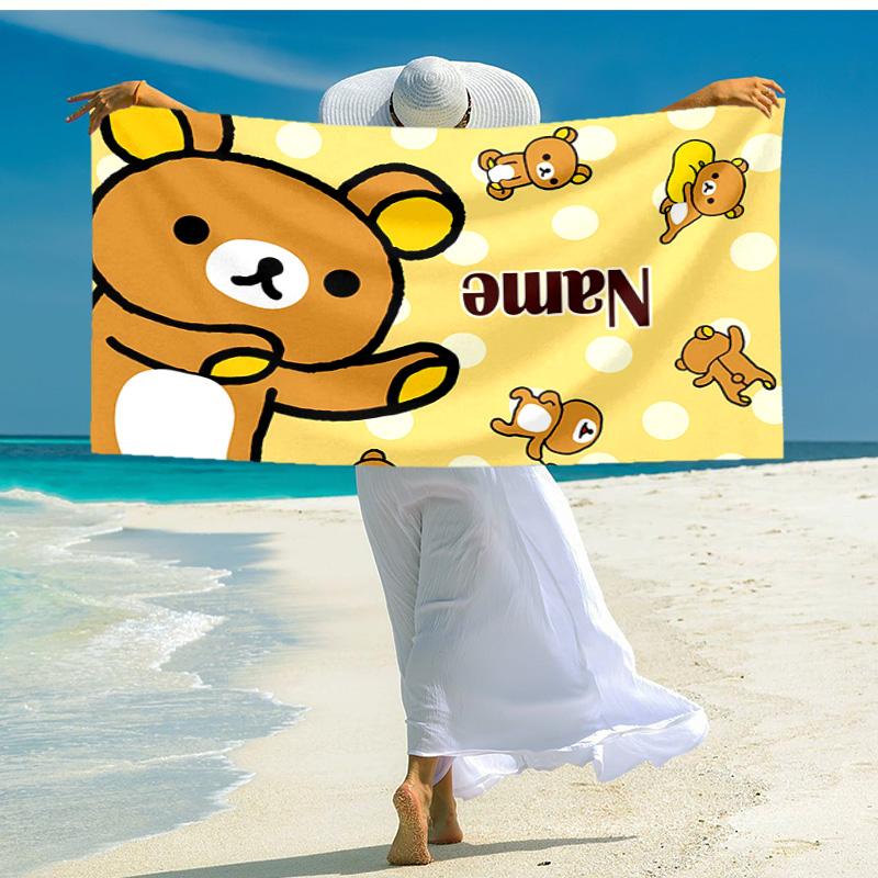 Personalized Customized Proof Beach Towel with San-X Rilakkuma Pattern - Soft, Absorbent,quick-drying,perfect Swimming,camping&bathing