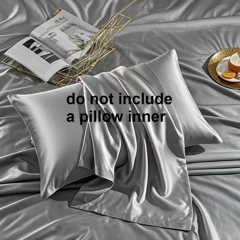 

2pcs Summer Cooling Pillow Case Breathable Soft Pillow Cover for Home Bed Sleeping Pillowcase Home Textile Accessories 48x74cm серый