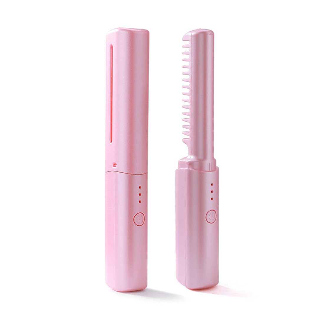 CE Certified Wireless Portable Electric Hair Comb Straightener Two-in-One Curling Iron Negative Ion Hair Electric Brushes Color box розовый