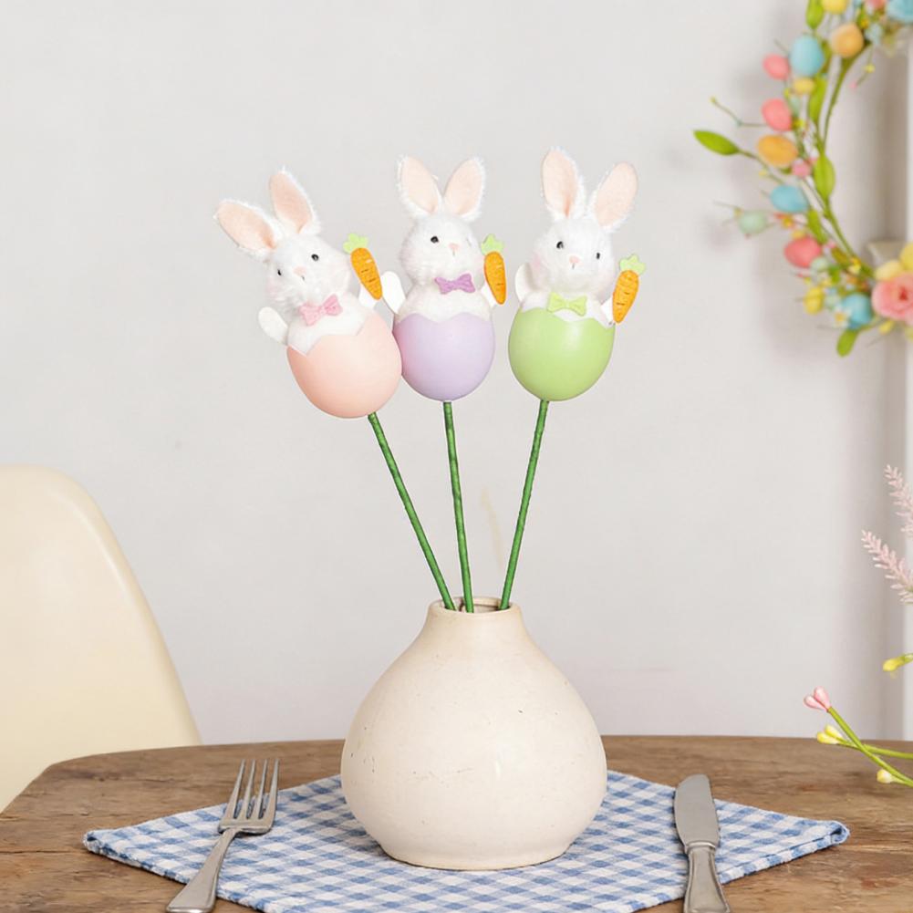 Easter Bunny Picks with Pastel Eggs DIY Floral Arrangement Decor Cute Spring Party Decoration for Home Centerpiece
