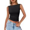 Solid Color round Neck Sleeveless Top Solid Crew Neck Slim fit Sleeveless Top Women