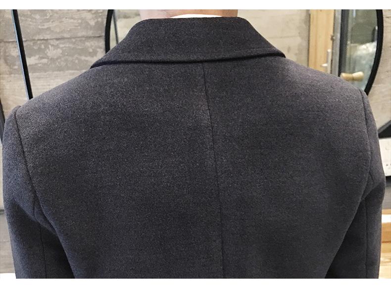 Men's Slim Fit Wool Trench Coat - Korean Style Mid-Length, Plus Size, Trendy British Design