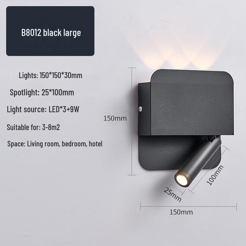 Modern Minimalist Indoor LED Wall Lamp with USB Reading Light for Bedroom or Living Room.