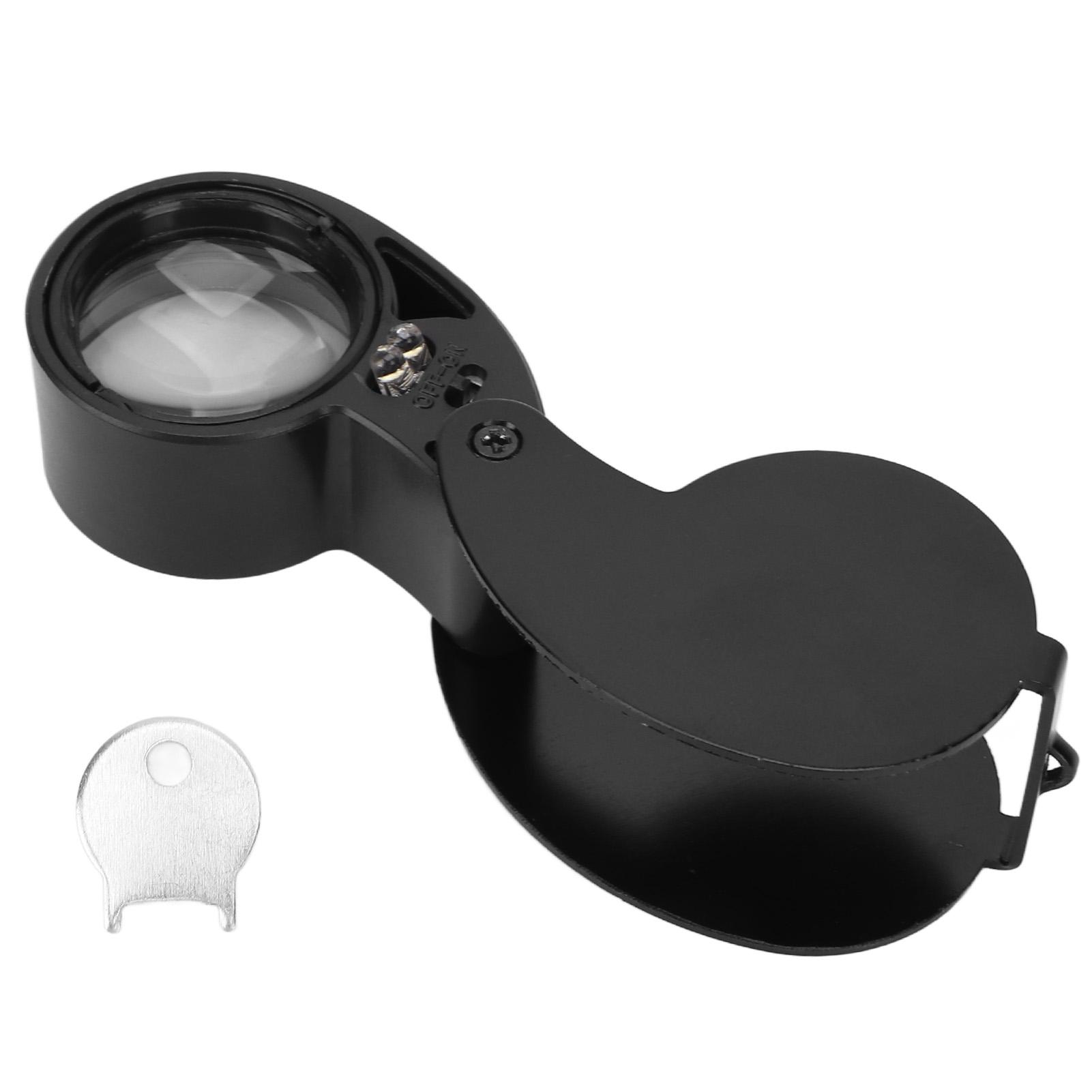 

40X Лупа-лупа Світлодідне підсвічування Висока пропускна здатність Портативна лупа для ювелірів з алюмінієвого сплаву чорний