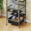 4-Tier Small Animal Cage with Ramps, Platforms, Hammock and Wheels, 52x52x115 cm, Grey