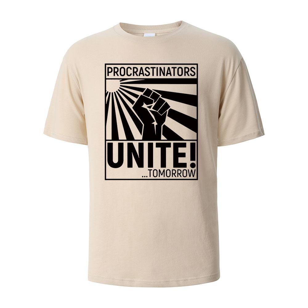 2025 Neues Herren Prokrastination Bedrucktes Rundhals-T-Shirt Street Reines Baumwoll-Top Atmungsaktiv Täglich Kurzarm Übergröße