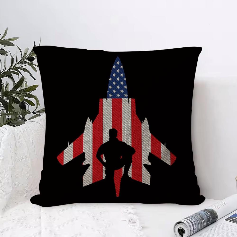 Classic Film Ttop Gun Cushion Cover Organic Linen Square Pillow Case Naturally Durable Hypoallergenic Gentle On Sensitive Skin