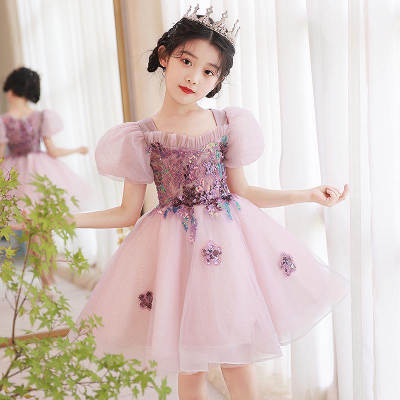 Autumn 2025 Light Luxury Princess Tulle Dress for Girls - Flower Girl, Piano Performance & Catwalk Costume