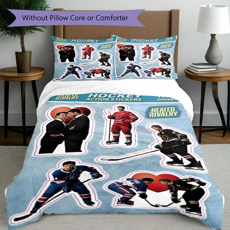 3pcs Duvet Cover Set (1*Duvet Cover + 2*Pillowcase, Without Core), Heated Rivalry Print Bedding Set, Bedroom Decor, All‑Season, Birthday Gift