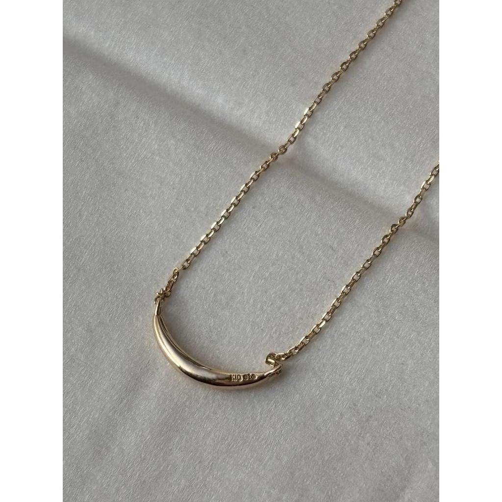 Used Ete K10YG Layer Crescent Moon Necklace Ete Necklace 10K Gold Simple