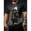 American cartoon gradual change color printing short-sleeved crew neck t-shirt, summer new loose versatile casual top