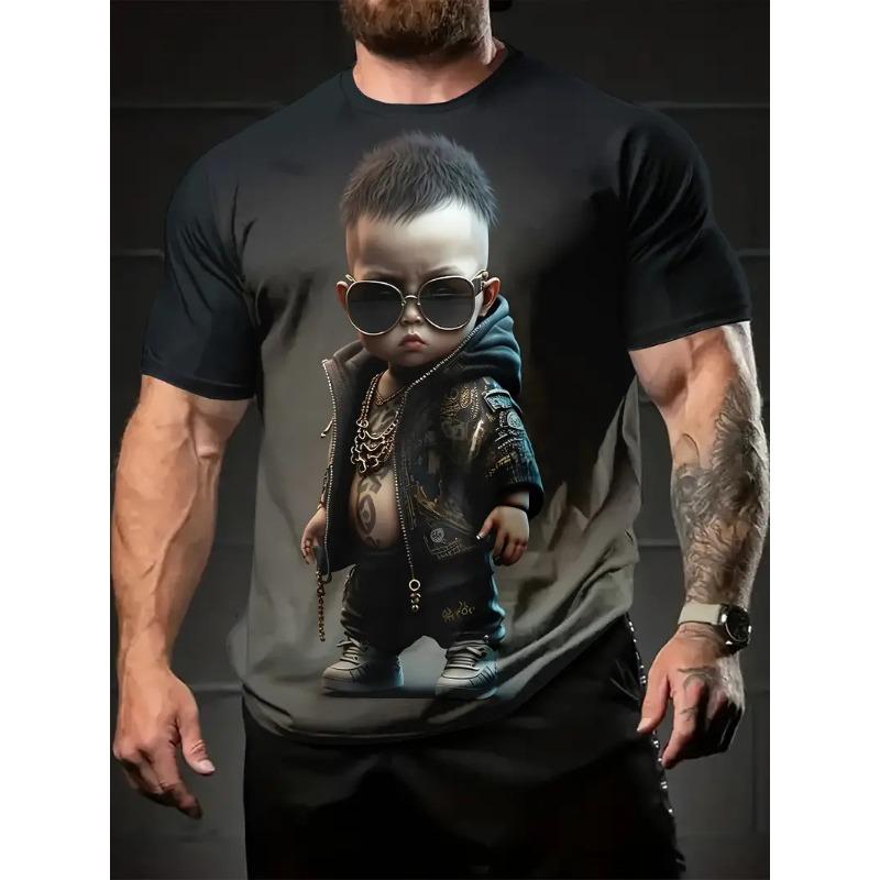 American cartoon gradual change color printing short-sleeved crew neck t-shirt, summer new loose versatile casual top