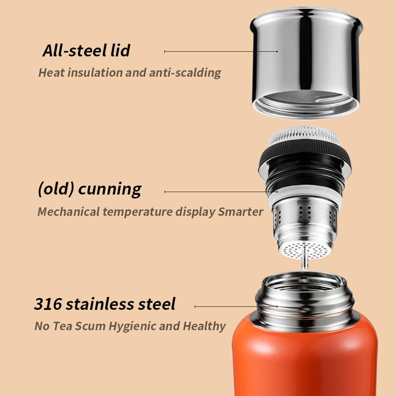 Vacuum insulated stainless steel bottle 304, 600 ml, gift box, office, professional style, coffee mug, thermos flask, portable e