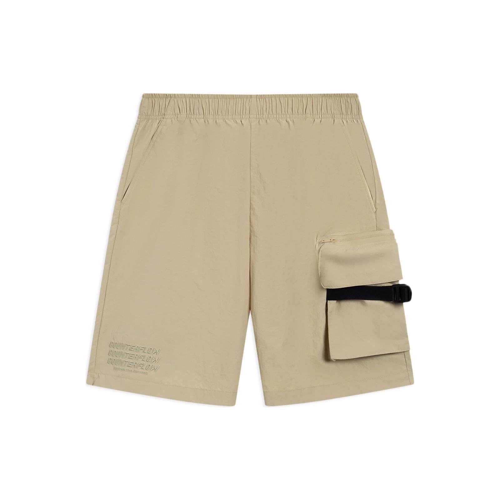 Li-Ning Counterflow Embroidery Logo Cargo Shorts Khaki Men s AKSSA37-3 M