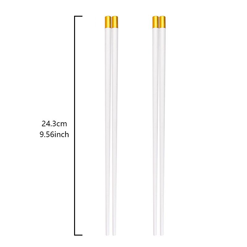 2/5 Pairs Reusable Chopsticks Japanese Chinese Style Healthy Alloy Chopsticks White Gold Food Chop Sticks Tableware