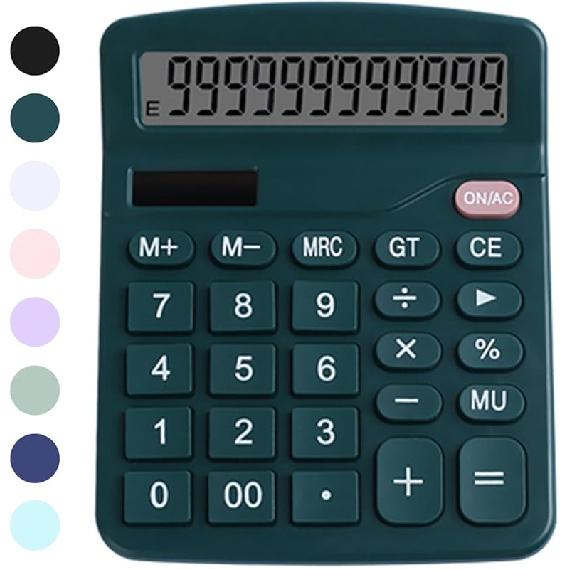 Office Desk Calculator - Dual Power Simple Financial Calculator with Big Button Large Display for Office, Home & School (Black)