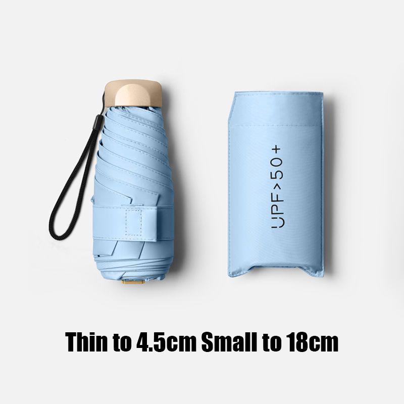 

Уличный мини-зонт от солнца Защита от УФ-лучей Ультралегкий Складной Пятисекционный Зонт Зонт от солнца для повседневной жизни светло-синий