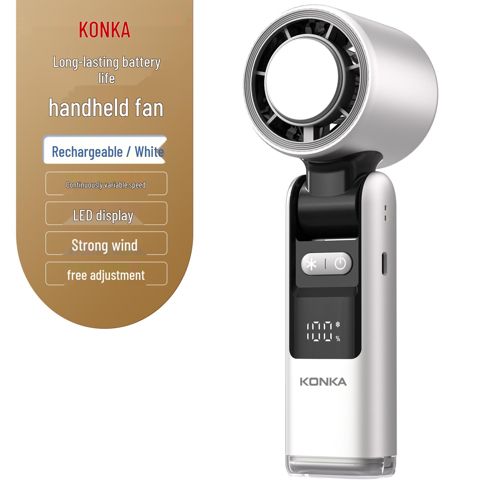 

Konka Leafless Handheld Cooling Fan, Ultra-High-Speed, 100 Adjustable Speeds, Portable & Foldable Design 185*65*60mm