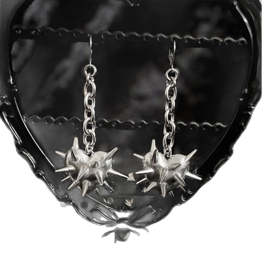 Gothic Personality Sliver Color Thorns Spikes Heart Shape Pendant Dangle Earrings for Women Men Hiphop Punk Jewelry Accessories