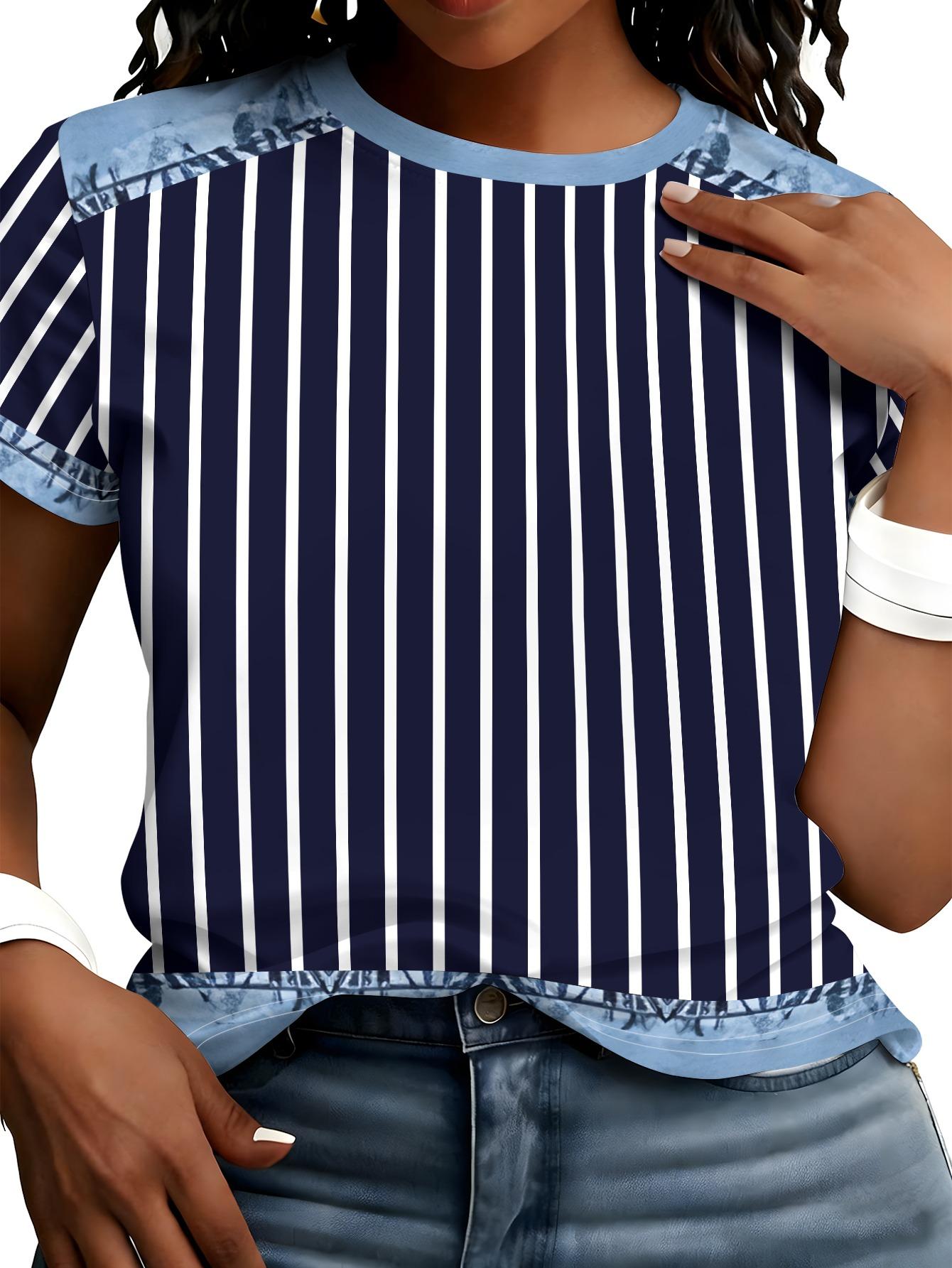 

Vintage Blue And White Striped Patchwork T-Shirt. Denim Style Distressed Raglan Sleeve Casual Short Sleeve Top S дубильная кора