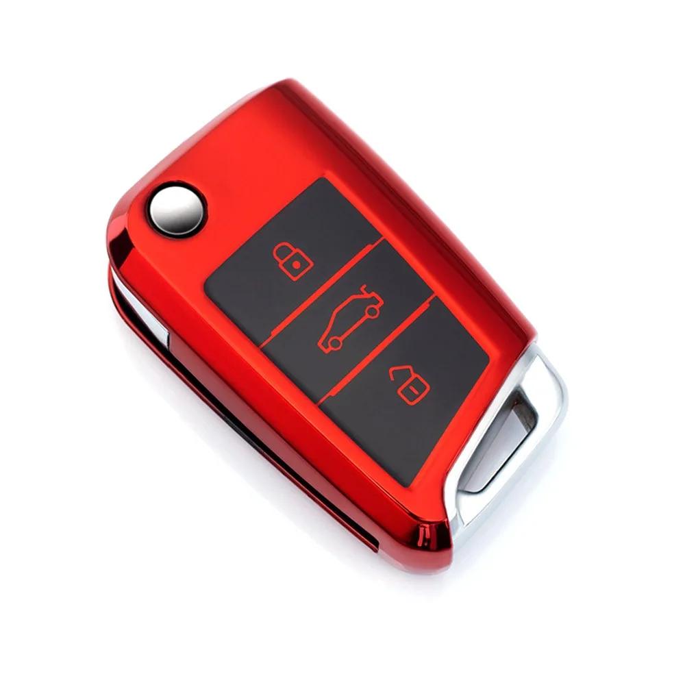Soft TPU Car Key Case For VW Volkswagen Golf 7 MK7 Tiguan MK2 Car Remote Key Shell 3 Buttons Key Protective Case Car Accessories
