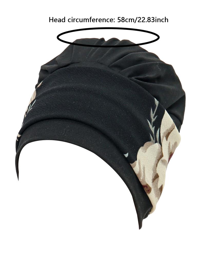 New Muslim Women Soft Strech Turban Hats Pre Tied Headscarf Print Flower Hijabs Bandana Chemo Beanies Caps Cover