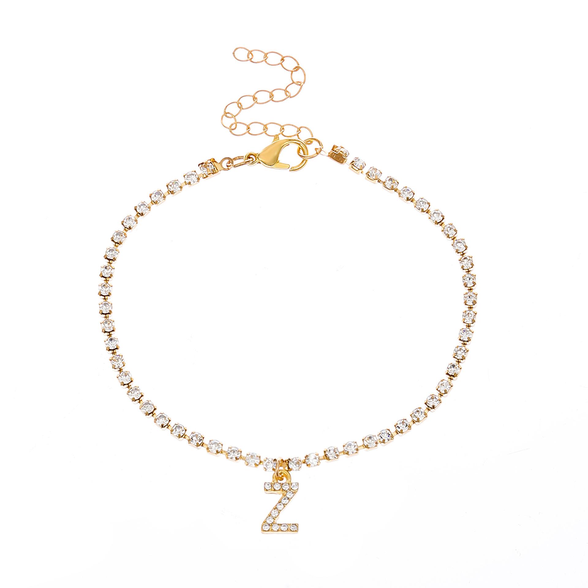 

Хип-хоп креатив 26 английских букв шипованные ножные цепочки пляжные браслеты 1 pcs-Z золотой