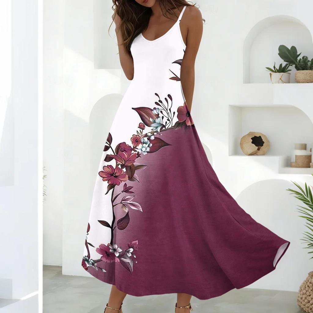 Abiti Estivi Da Donna Abiti Lunghi Svasati Linea Ad A Senza Maniche Vestiti Estivi Con Tasche
