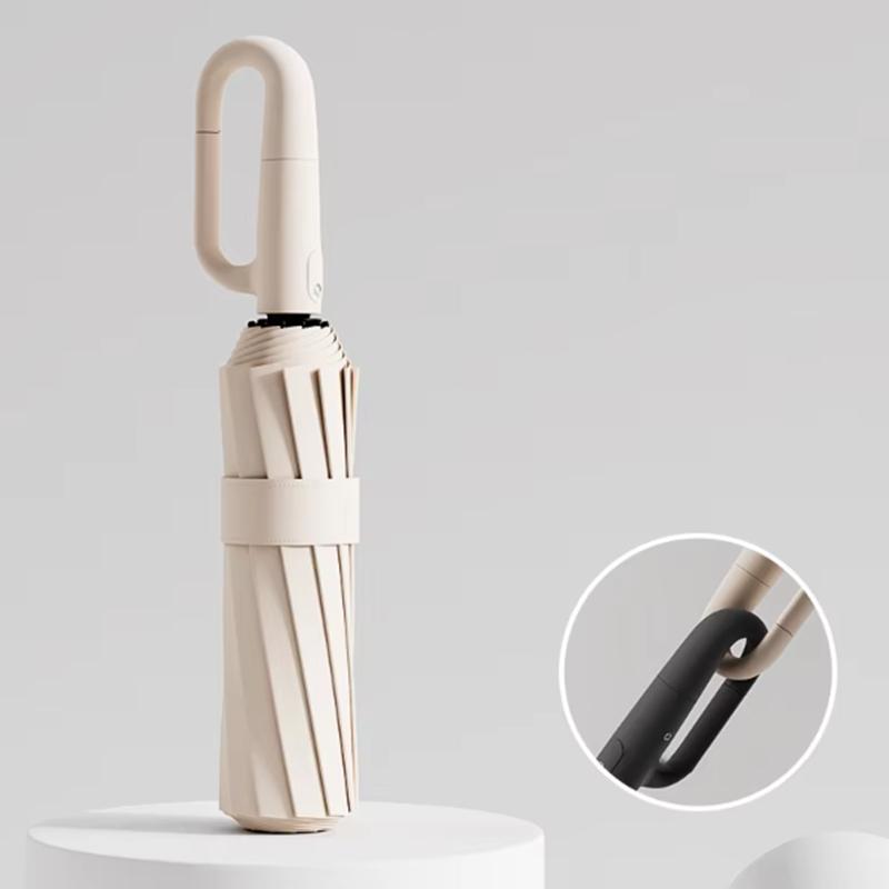 

Портативная пряжка, липучка, фиксирующая ручка, автоматический УФ-зонт, зонт с двойными спицами, зонт на заказ, трехсекционный зонт бежевый