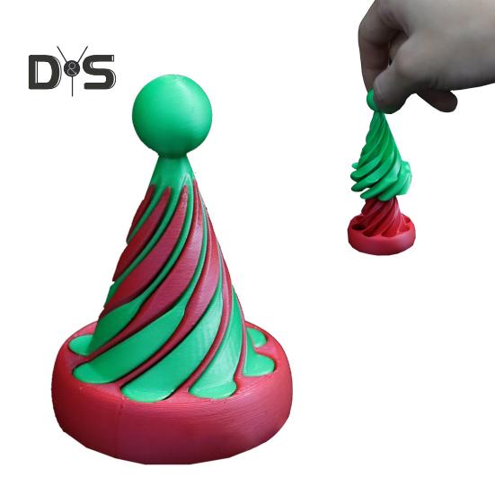 3D Printed Spiral Cone Toy Impossible Christmas Tree Passthrough Sculpture Vortex Thread Illusion Stress Relief Kids Adults Mini Spiral Santa Hat