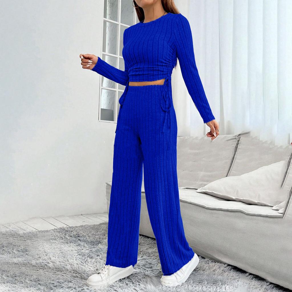 Women's 2 Piece Solid Color Casual Sportswear Long Pants Set