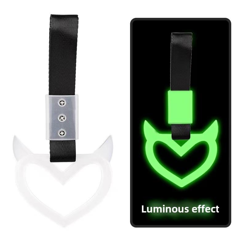 1PCS New JDM Tsurikawa Handle Ring Heart Train Bus Hand Strap Styling Drift Charm Car Warning Tow Strap Hook Sticker