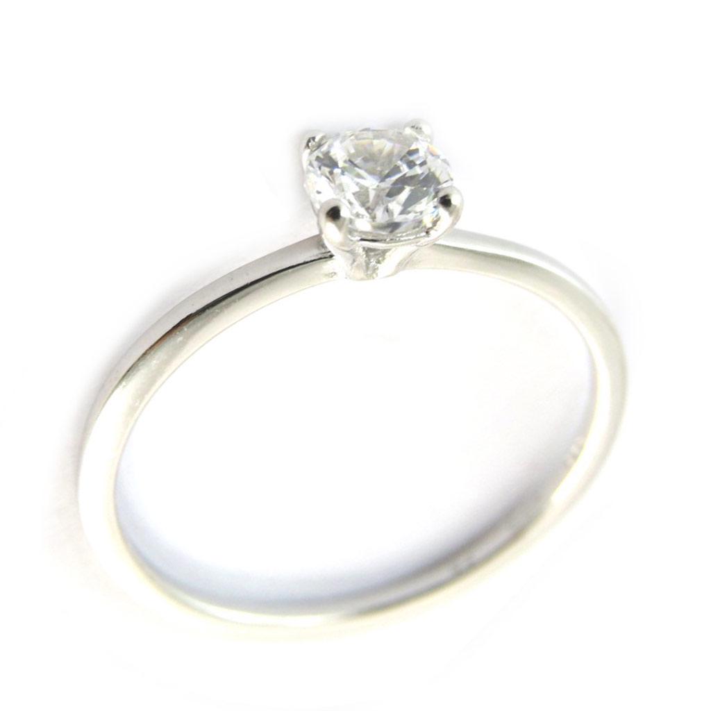 Solitaire Silver 'Unique' White Ø 5 Mm (rhodium)