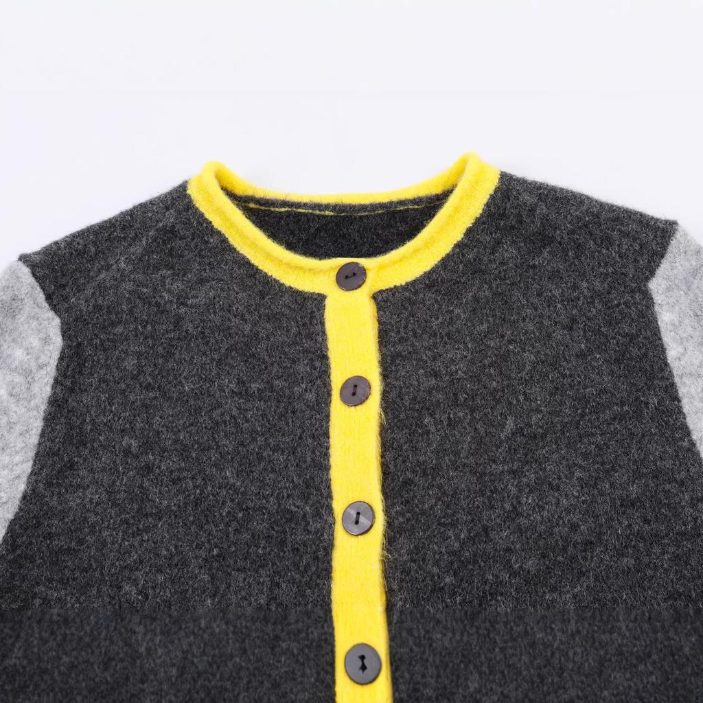 European and American Style Women's Clothing, Commuter Style Versatile Niche Color Matching Round Neck Knitted Jacket 5536195
