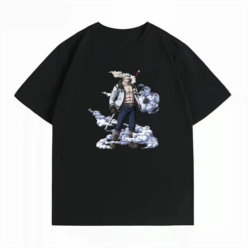 One Piece Casual Oversized Crew Neck Summer Short‑Sleeve T‑Shirt with Smoker Anime Graphic Print Women And Men T-shirt