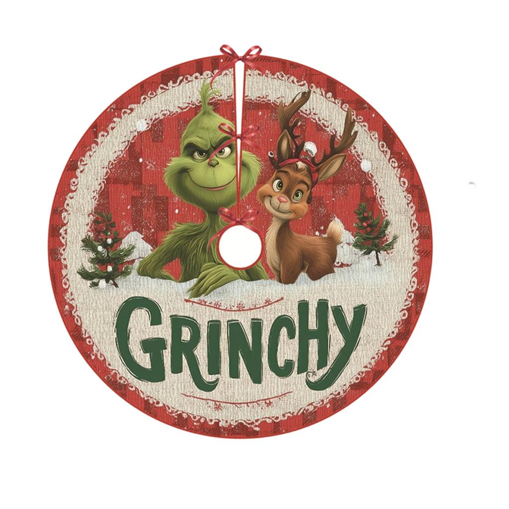 Christmas Tree Skirt New Greentown Cartoon Tree Skirt 90CM Digital Printing Christmas Creative Decoration Tree Fence