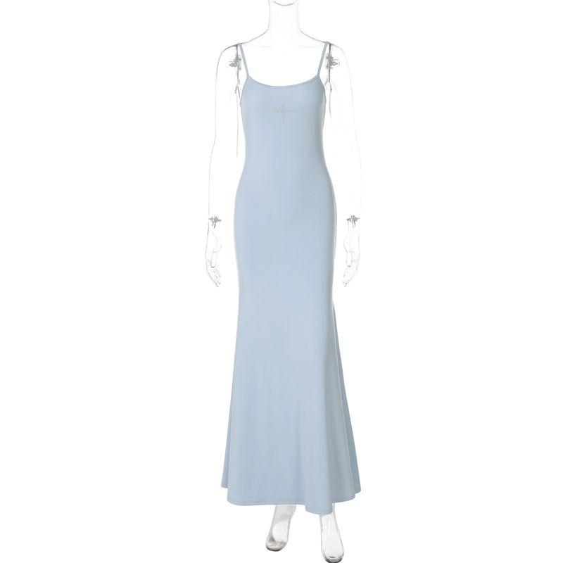 Shemoda Fashion Style Kardashian Diamond In the Debris Printing Slip Dress Women's Stretch Silm Solid Color Sheath Long Dress