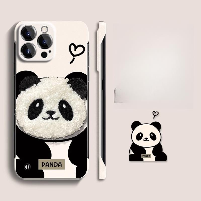 Cute Plush Panda Doll Suitable for Apple 16 Mobile Phone Case Iphone15PRO Ultra-thin Frameless 14 Anti-fall X