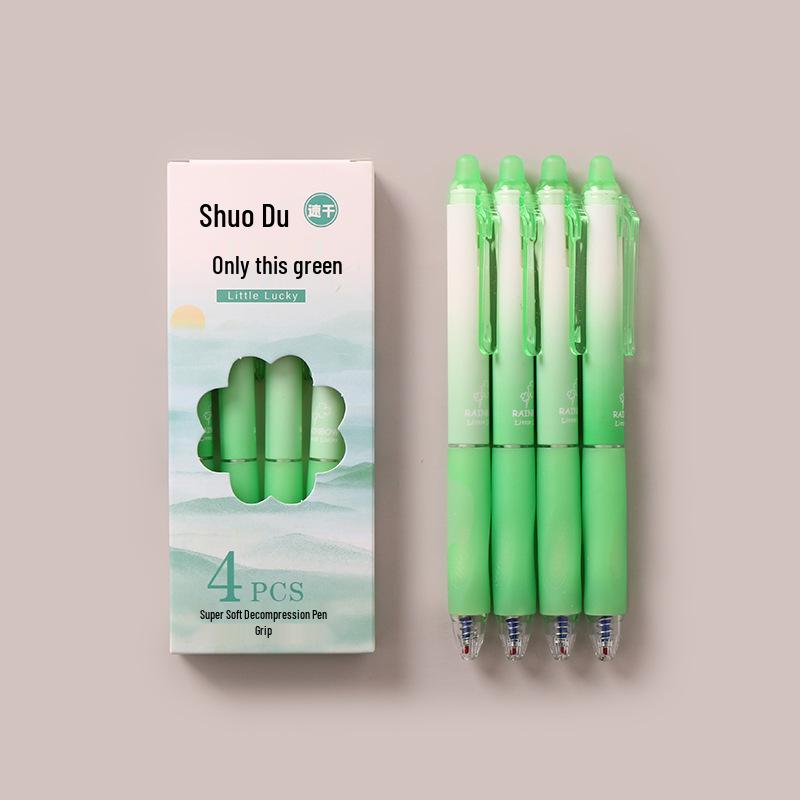 4-Pack Soft Grip Erasable Gel Pens - Quick-Drying, Click-Action Stationery for Students and Office Use