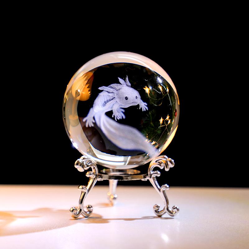 

Креативный 3D стеклянный шар с металлической подставкой - Украшение для рабочего стола студента, подарок 6cm Ball + Silver Metal Stand