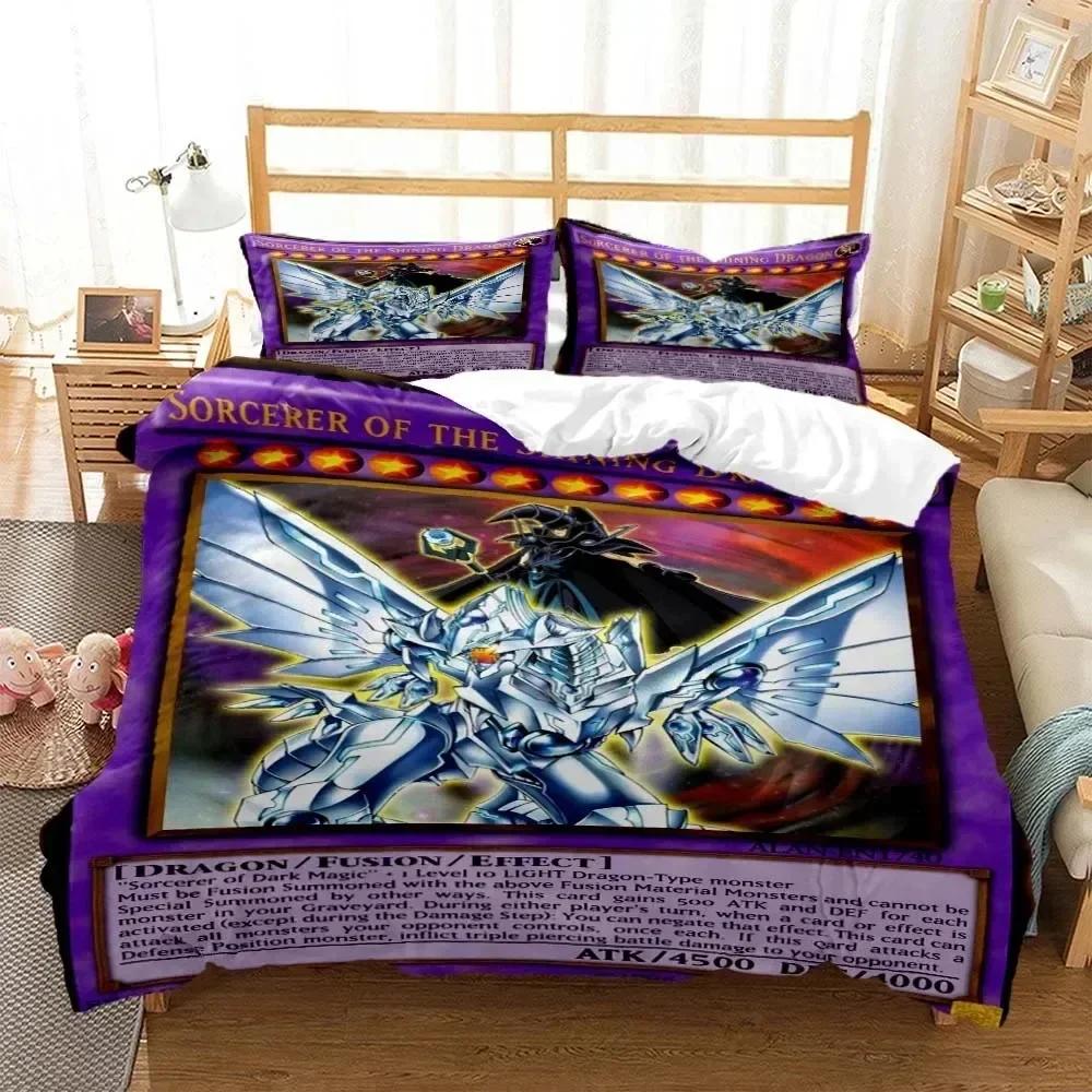 Anime Yu-Gi-Oh Game Card Bedding Set Duvet Cover Sheet Printed Bed Set Pillowcase Bed Full Queen King Size Comforter Bedroom