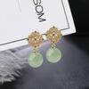 Ice Type Hetian Jade Gold Stud Earrings - Vintage Niche Design for Women, 2025