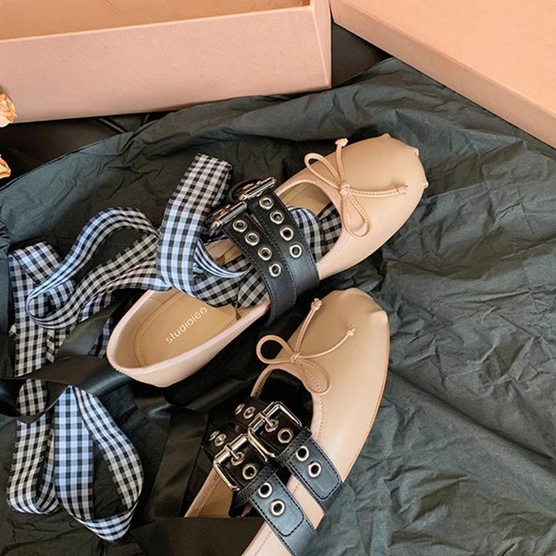 5cm kleiner Mann Innenhöhe erhöhen Schleife flacher Mund Ballerinas Damen tragen Herbst runde Zehenriemen Einzelschuhe